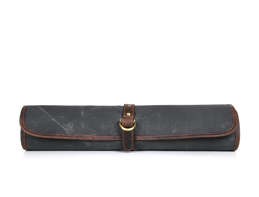 Tolredo Leather, Iris, Charcoal Grey, Leather Knife Roll