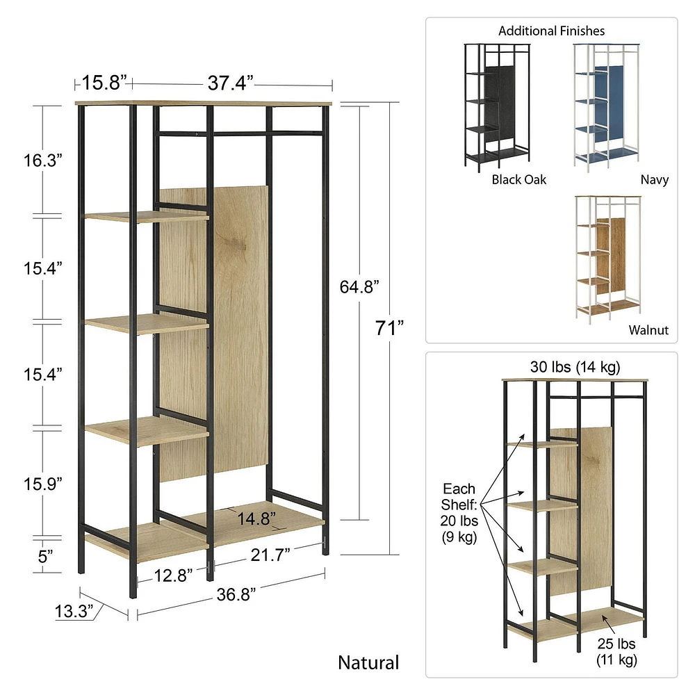 Ameriwood Home Modine Open Wardrobe, Navy