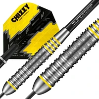 Harrows Chizzy Dave Chisnall High-Grade Alloy Darts -  Includes Three Steel-Tip “Tungsten-Look” Brass Darts, Three Supergrip Shafts & Three Prime Flights - 23 Grams