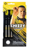 Harrows Chizzy Dave Chisnall High-Grade Alloy Darts -  Includes Three Steel-Tip “Tungsten-Look” Brass Darts, Three Supergrip Shafts & Three Prime Flights - 23 Grams