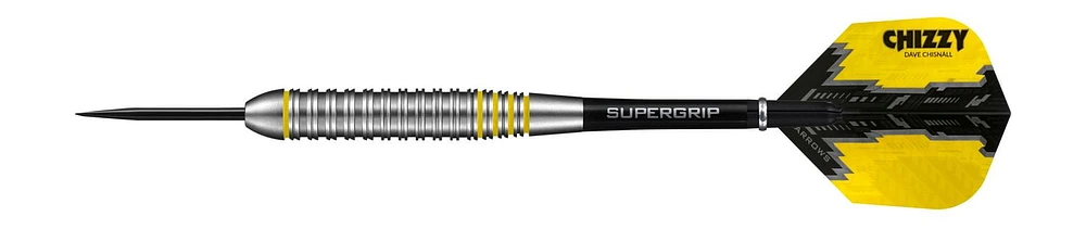 Harrows Chizzy Dave Chisnall High-Grade Alloy Darts - Includes Three Steel-Tip “Tungsten-Look” Brass Darts, Three Supergrip Shafts & Three Prime Flights