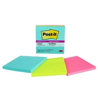 Post-it® Super Sticky Notes WM675-3SSMIA-C, Miami Collection, 4 in x 4 in (10 cm x 10 cm)