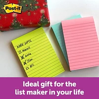 Post-it® Super Sticky Notes, Miami Collection, lined, 90 Sheets, 3/Pack