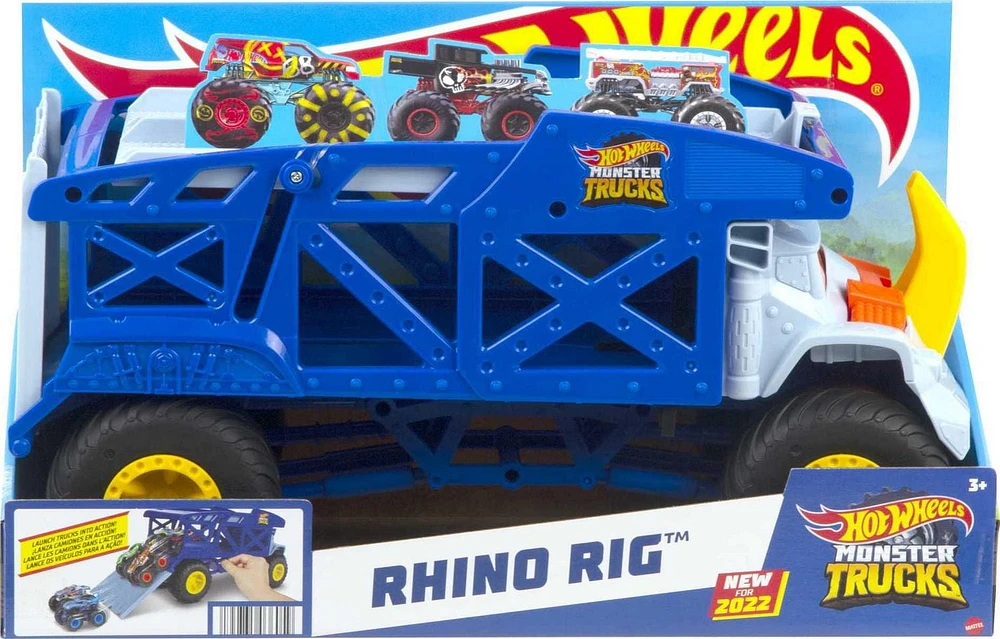 Hot Wheels Monster Trucks Monster Mover Rhino Hauler, Gift for Kids 3 Years & Up