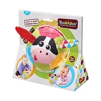 Baby Lights N' Music Friends Ball By Yookidoo. A Soft Newborn Musical Ball Toy with Flashing Stars and Three Friendly Farm Animals. Ideal For Floor Play, Stroller Or Crib.