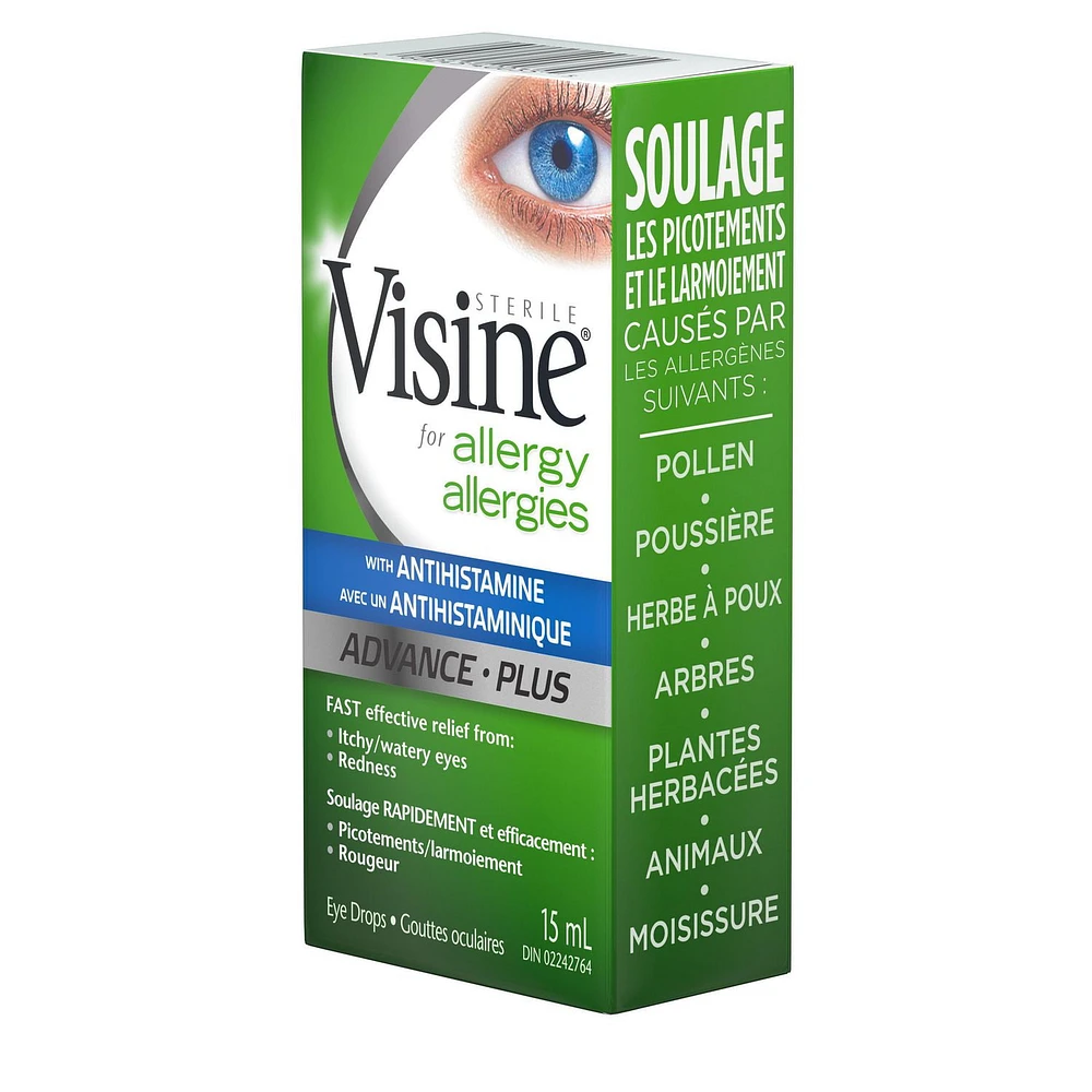 Visine Plus avec un antihistaminique, gouttes ophtalmiques pour les allergies 15 ml