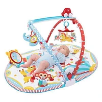 Yookidoo Tapis de jeu pour bébé - Cirque. Avec mobile musical motorisé, coussin pour le ventre, miroir et figurines d'animaux texturés pour nouveau-nés. Activité pour bébé de 0 à 12 mois.