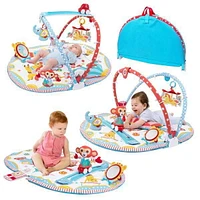 Yookidoo Tapis de jeu pour bébé - Cirque. Avec mobile musical motorisé, coussin pour le ventre, miroir et figurines d'animaux texturés pour nouveau-nés. Activité pour bébé de 0 à 12 mois.