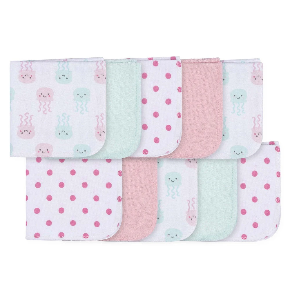 Parent’s Choice Washcloths, Girls, Pack of 10, 9 x 9 in