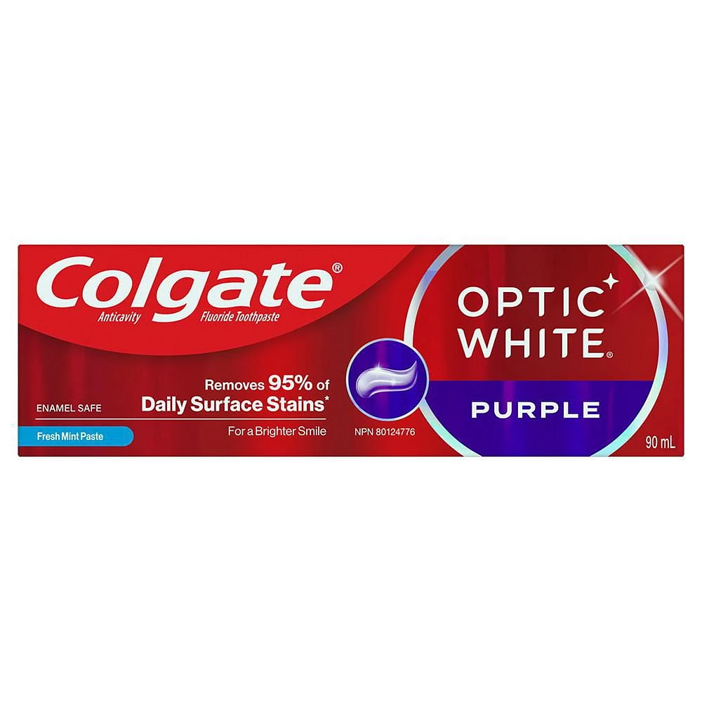 Colgate Optic White Purple Toothpaste for Teeth Whitening, Mint Paste, 90 mL, TP COL OW Purple 90ml