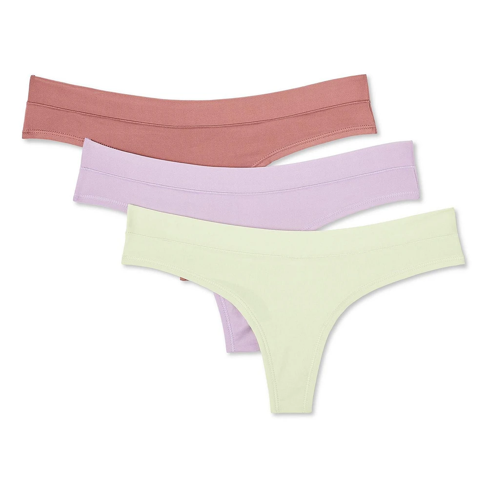 George Women's Microfibre Thongs 3-Pack, Sizes S-XL