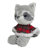 HOLIDAY TIME 9.5INCH CURLY PLUSH RACCOON,GREY