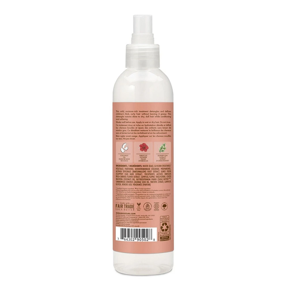 SheaMoisture KIDS Extra-Moisturizing Detangler for thick, curly hair Coconut & Hibiscus with Slippery Elm & Marshmallow Root Extract 237 ml, 237mL