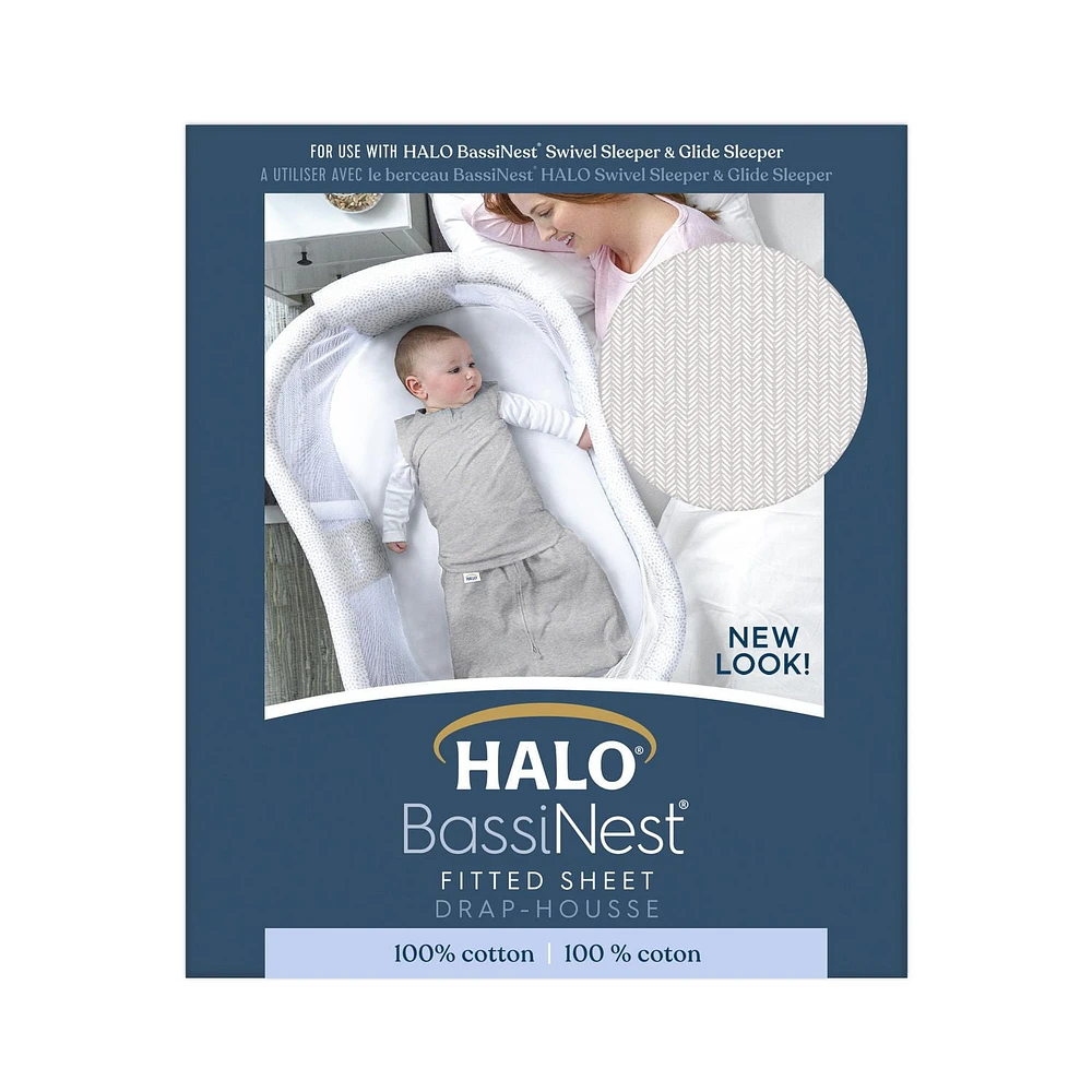 Le drap-housse HALO® BassiNest®, 100% coton, Herringbone