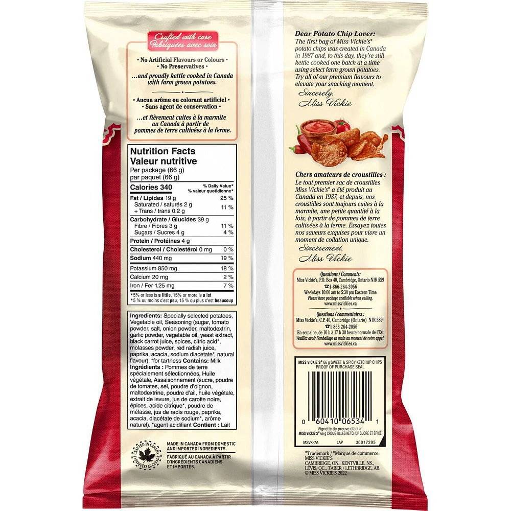 Miss Vickie's Kettle Cooked Potato Chips Sweet & Spicy Ketchup