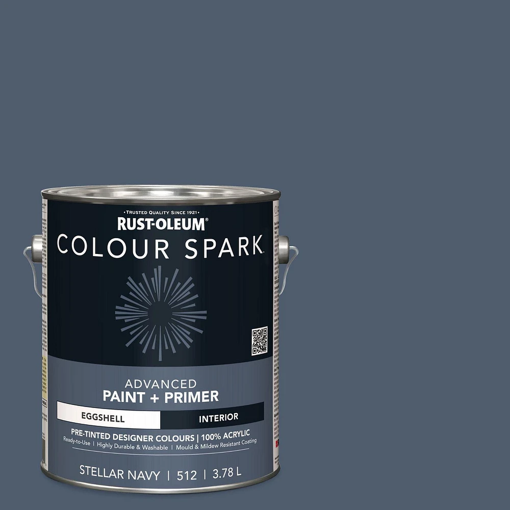 Rust-Oleum Colour Spark™ Paint + Primer, Interior Eggshell, Stellar Navy 3.78 L, 3.78 L