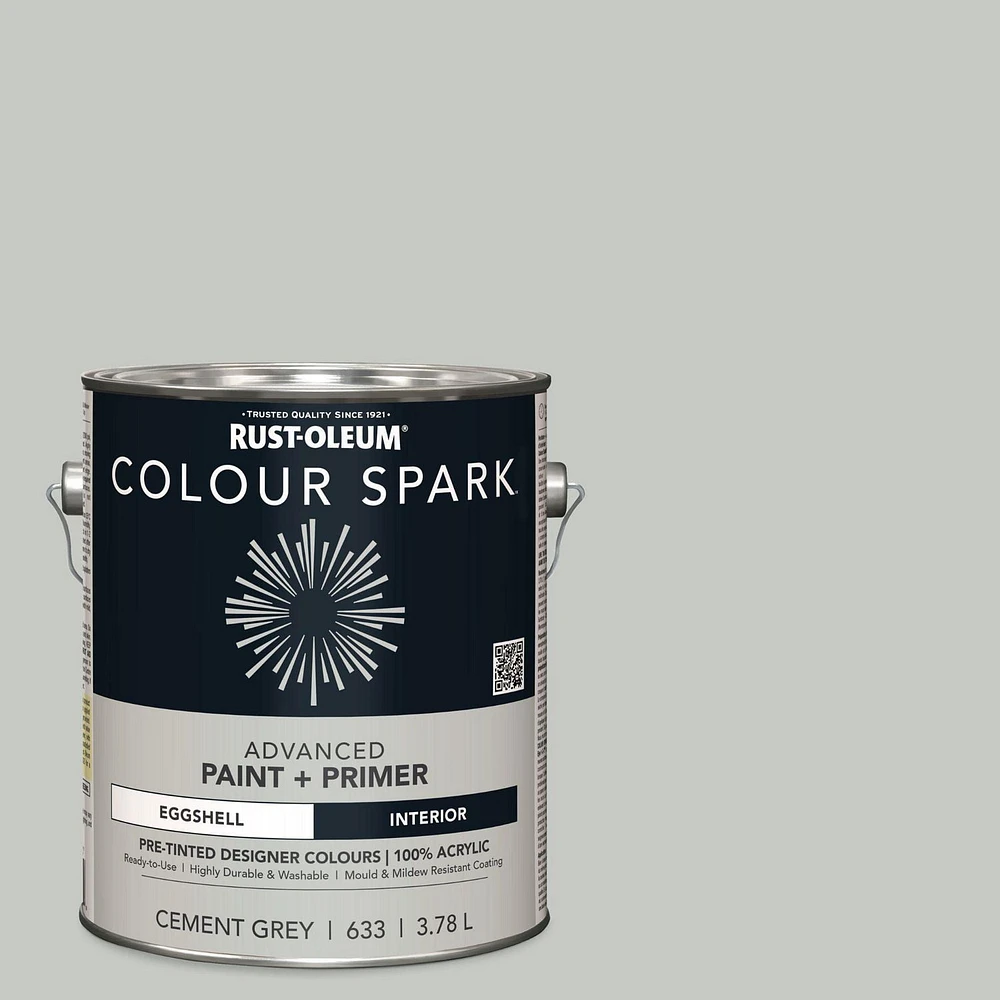 Rust-Oleum Colour Spark™ Paint + Primer, Interior Eggshell, Cement Grey 3.78 L, 3.78 L