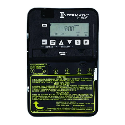 Intermatic 24-Hour 2-Circuit Electronic Control, 120-277 VAC, 2-SPST, Indoor Metal Enclosure