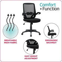 CorLiving Riley Ergonomic Mesh Back Adjustable Height Office Chair with Padded Seat - Office Desk Chair/Computer Chair, Comfortable Home Office Chairs with Lumbar Support