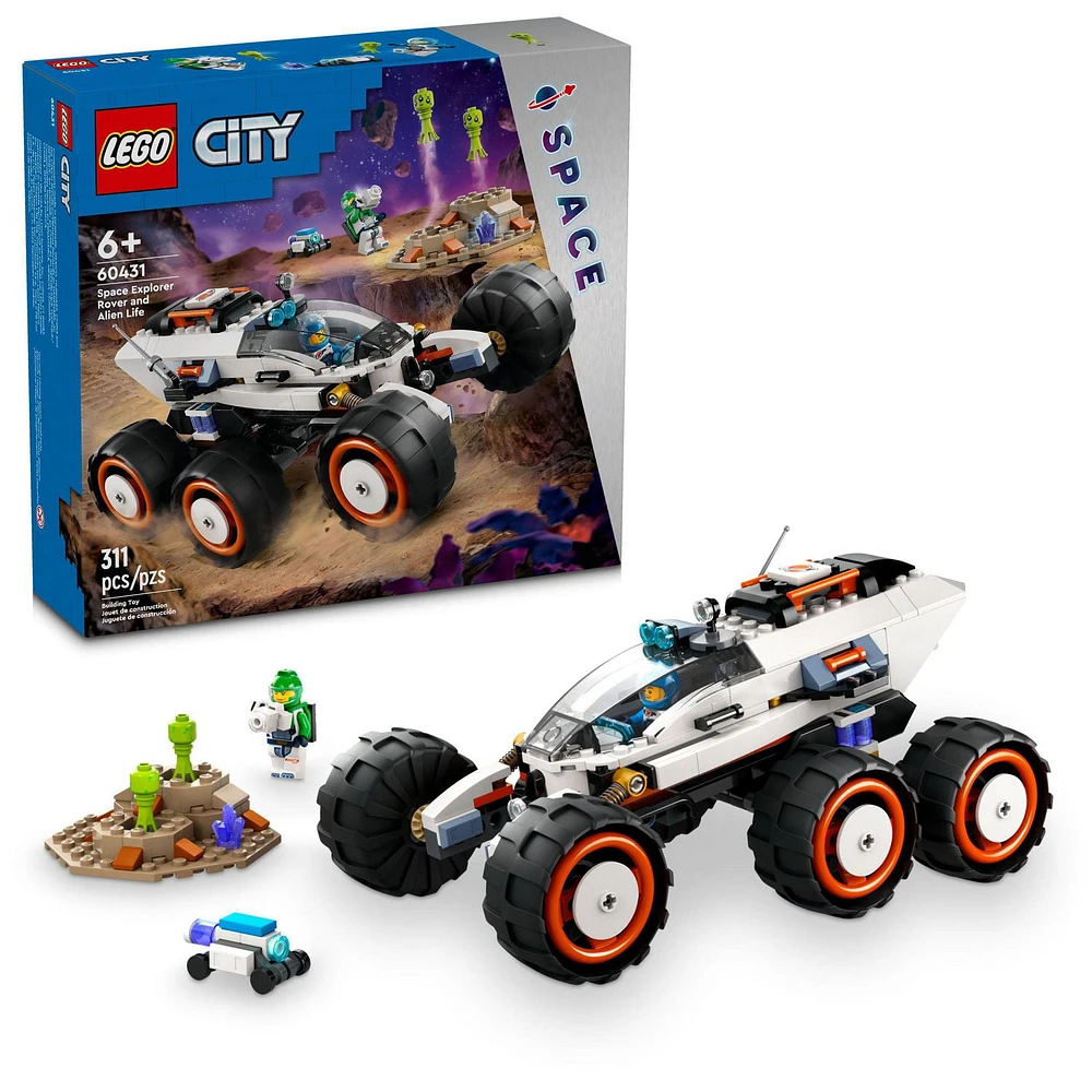 LEGO City Space Explorer Rover and Alien Life Toy, Space Gift for Boys and Girls Ages 6 and Up with 2 Minifigures, Robot and Extraterrestrial Figures, Pretend Play STEM Toy, 60431, Includes 311 Pieces, Ages 6+