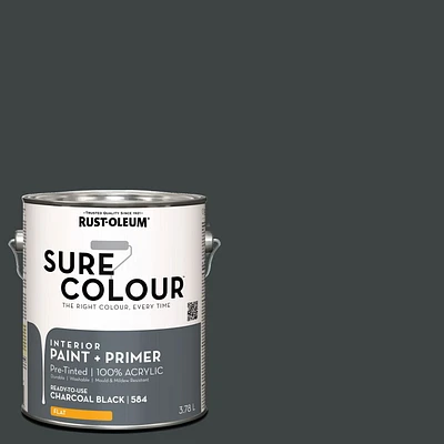 Rust-Oleum Sure Colour™ Peinture + Apprêt, Intérieur Mat, Noir Charbon 3,78L 3,78L