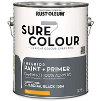 Rust-Oleum Sure Colour™ Paint + Primer, Interior Flat, Charcoal Black 3.78 L, 3.78 L