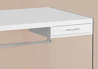 Monarch Specialties Computer Desk, Home Office, Laptop, Storage Drawers, 48"l, Work, Tempered Glass, Laminate, Glossy White, Clear, Contemporary, Modern