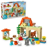 LEGO DUPLO Town Caring for Animals at the Farm Learning Toy for Toddlers, Farmhouse with Horse, Cow and Chicken Figures, Farm Playset, Educational Set for Toddlers Ages 2 and Up, 10416