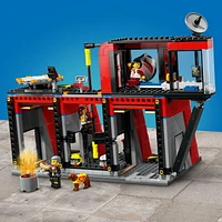 LEGO City Fire Station with Fire Truck Toy, Action Packed Fire Station Toy Playset, Birthday Gift Idea for Kids Ages 6 and Up who Love Pretend Play Toys, Includes a Dog Figure and 5 Minifigures, 60414, Includes 843 Pieces, Ages 6+