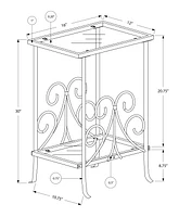 Monarch Specialties Accent Table, Side, End, Nightstand, Lamp, Living Room, Bedroom, Metal, Tempered Glass, Grey, Transitional