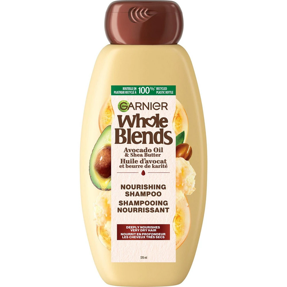 Garnier Whole Blends Nourishing Shampoo, Avocado Oil & Shea Butter, 370 mL