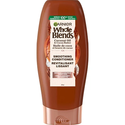 Garnier Whole Blends Revitalisant Lissant pour Cheveux Frisottés, à l'Huile de Noix de Coco & Beurre de Cacao, 370ml Revitalisant lissant pour cheveux frisottés