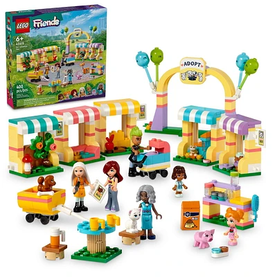 LEGO Friends Pet Adoption Day Toy, Animal Set, Pretend Play, Gift Idea for Kids, Girls and Boys Aged 6 Years and Up, with 7 Characters and 5 Animal Figures, Hedgehog, Hamster, Pig and More, 42615, Includes 400 Pieces, Ages 6+