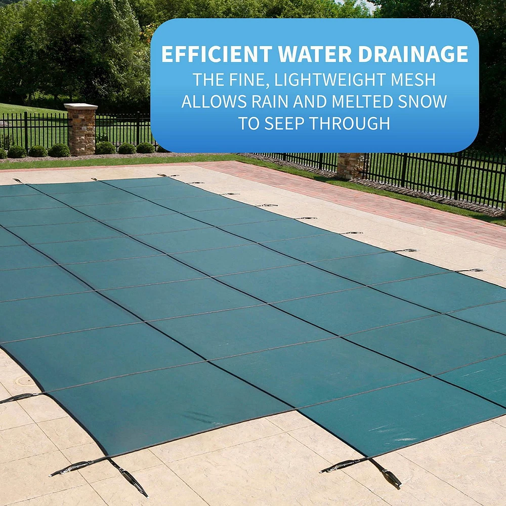 Blue Wave 16-ft x 32-ft Rectangular In Ground Pool Safety Cover w/ 4-ft x 8-ft Center Step