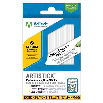 ARTISTICK PERFORMANCE STRINGLESS HOT GLUE STICKS MINI SIZE, HOT GLUE STICKS MINI SIZE