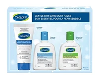 Ensemble-cadeau de soins essentiels doux pour la peau Cetaphil — Ensemble-cadeau de nettoyant doux pour la peau, exfoliant quotidien ultra-doux et lotion hydratante | Idéal pour la peau sensible | Recommandé par les dermatologues Ensemble-cadeau de 3 articles
