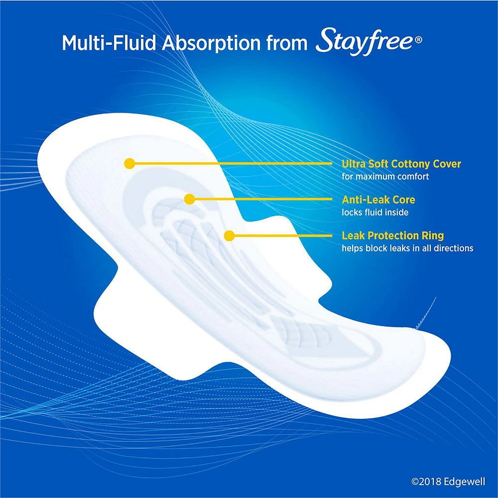 Stayfree® Ultra Thin Overnight Pads with Wings, 28 ultra thin pads