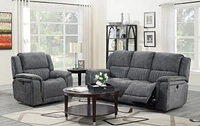 K-Living Washington Fabric Power Recliner Sofa with Wireless Charger in Grey