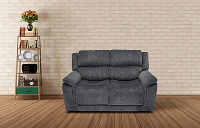 K-LIVING WASHINGTON SUEDE FABRIC POWER RECLINER LOVESEAT IN GREY