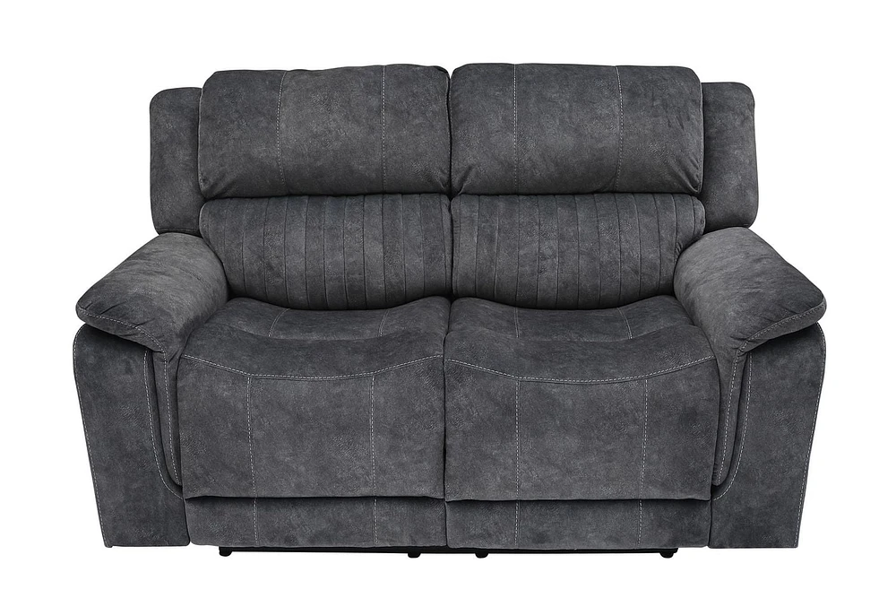 K-LIVING WASHINGTON SUEDE FABRIC POWER RECLINER LOVESEAT IN GREY