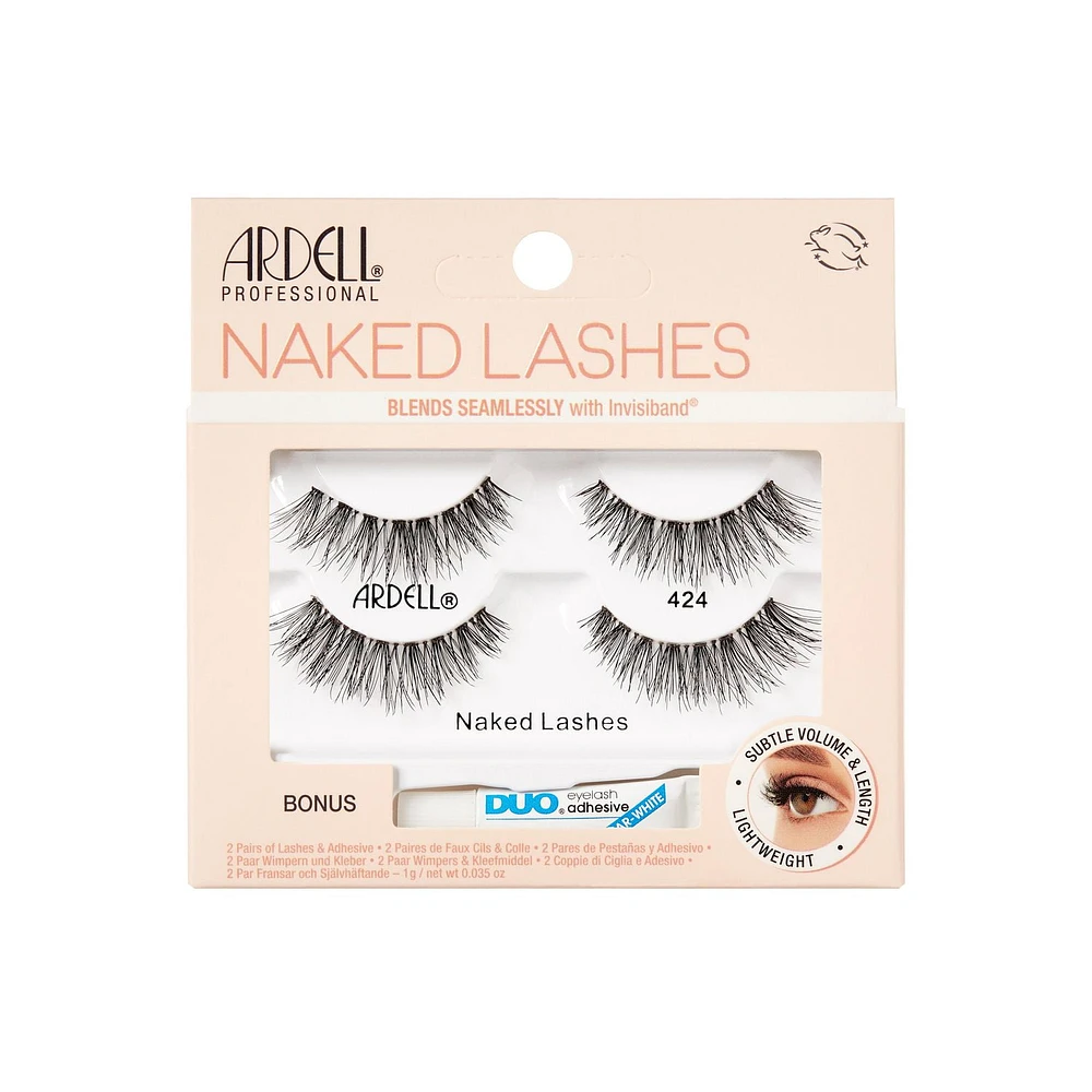 Ardell - Naked Lashes 424 - 2 Packs & 1g Duo Eyelash adhesive, Naked Lashes 424