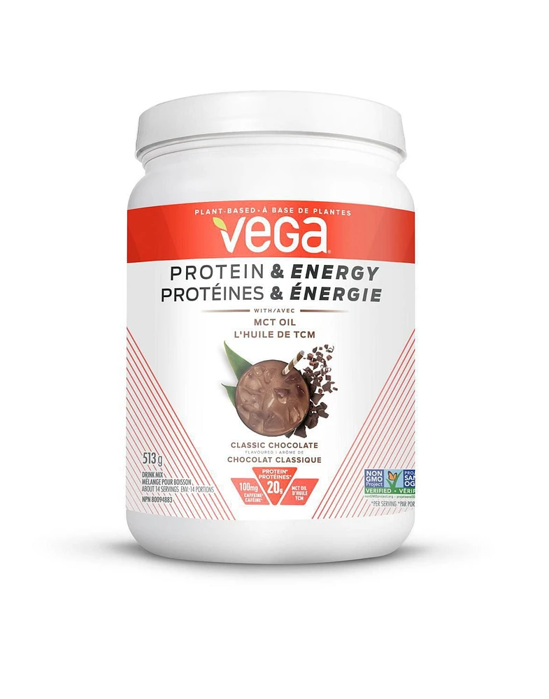 Protéines et énergie de Vega, Chocolat classique, (14 Portions, 513g)