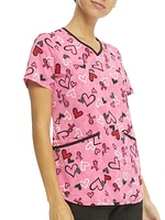 Scrubstar Women's "Hearts That Heal" V-Neck Print Top