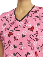 Scrubstar Women's "Hearts That Heal" V-Neck Print Top