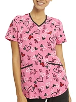 Scrubstar Women's "Hearts That Heal" V-Neck Print Top