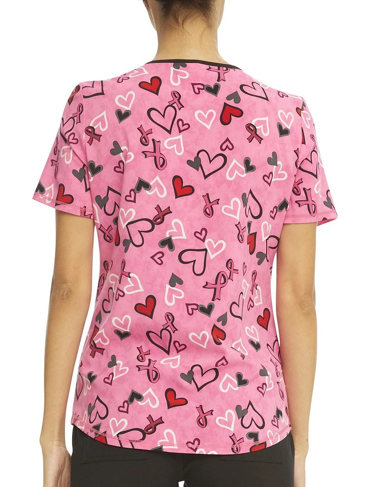 Scrubstar Women's "Hearts That Heal" V-Neck Print Top