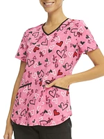 Scrubstar Women's "Hearts That Heal" V-Neck Print Top