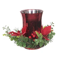 Christmas 8in Glass Candle Holder