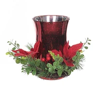 Christmas 8in Glass Candle Holder