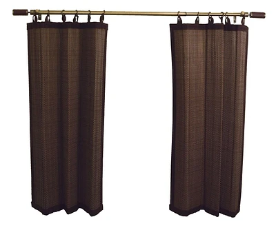 Versailles' Bamboo Wood Ring Top Curtain Tier Set 48in x 36in